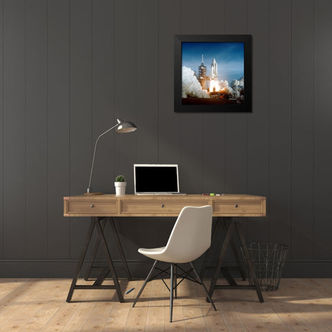 Space Shuttle Columbia launching Black Modern Wood Framed Art Print by NASA