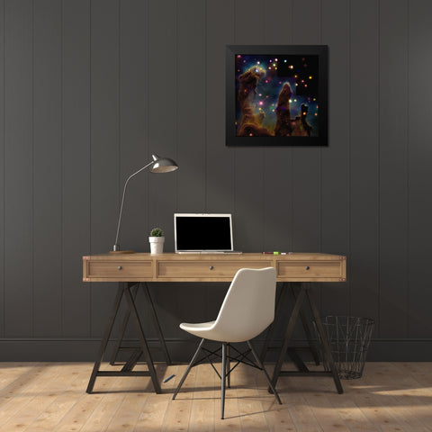 The Eagle Nebula, Pillars of Creation Black Modern Wood Framed Art Print by NASA