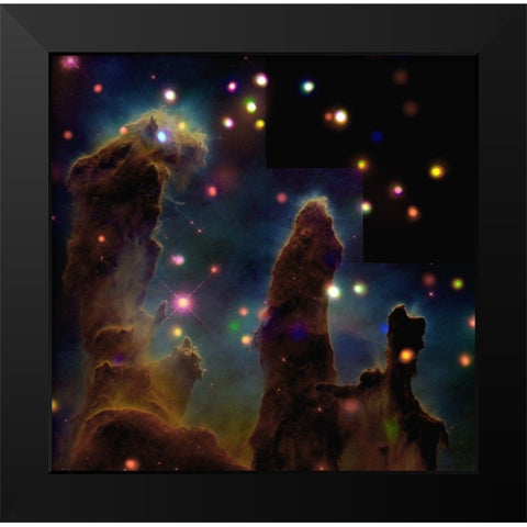 The Eagle Nebula, Pillars of Creation Black Modern Wood Framed Art Print by NASA