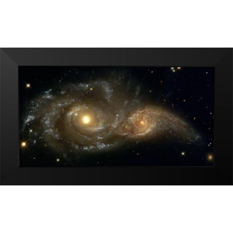 Two Spiral Galaxies Black Modern Wood Framed Art Print by NASA