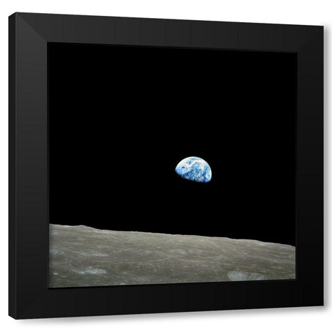 Earthrise Black Modern Wood Framed Art Print with Double Matting by NASA