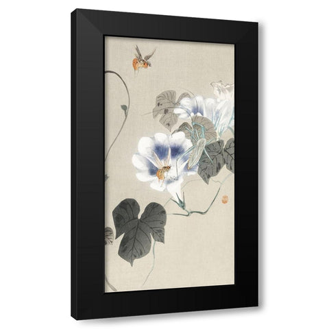 Insects near bindweed Black Modern Wood Framed Art Print by Koson, Ohara