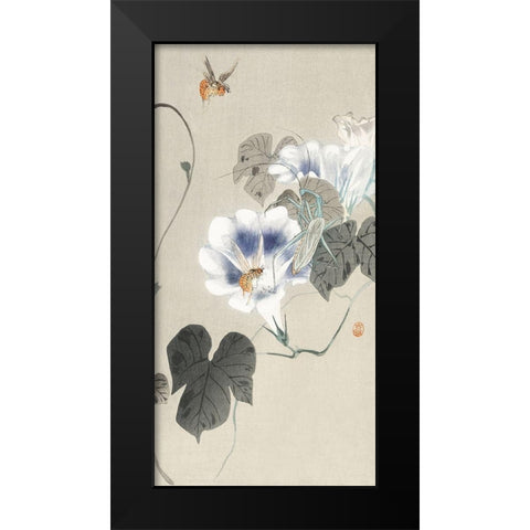 Insects near bindweed Black Modern Wood Framed Art Print by Koson, Ohara