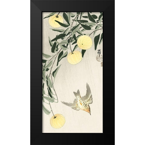 Cuckoo in the rain Black Modern Wood Framed Art Print by Koson, Ohara