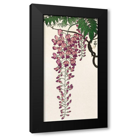 Blooming wisteria Black Modern Wood Framed Art Print by Koson, Ohara