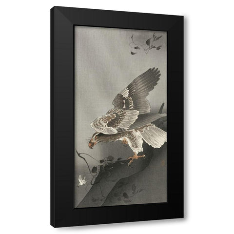 Eagle lurking at a prey Black Modern Wood Framed Art Print with Double Matting by Koson, Ohara
