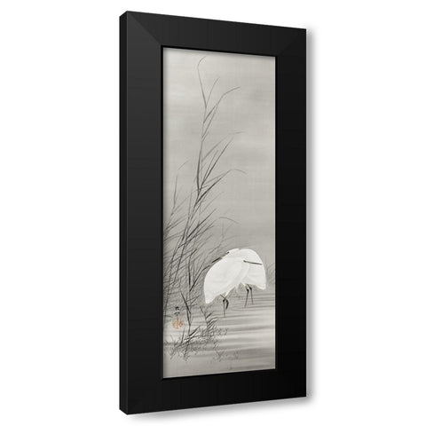 Egrets in a swamp Black Modern Wood Framed Art Print by Koson, Ohara