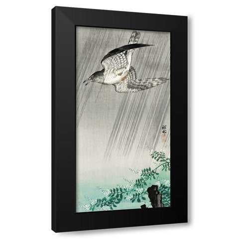 Cuckoo in stormÂ  Black Modern Wood Framed Art Print with Double Matting by Koson, Ohara