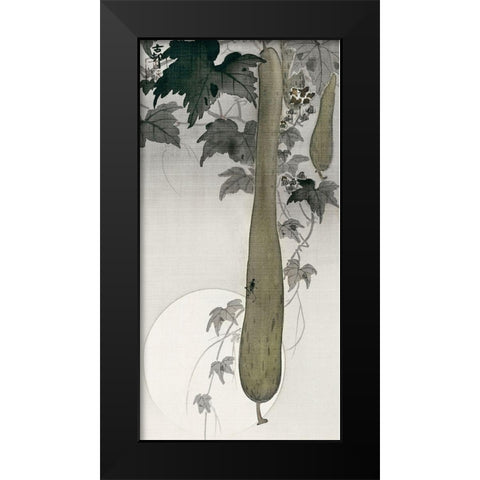 Wild cucumber and a full moonÂ  Black Modern Wood Framed Art Print by Koson, Ohara