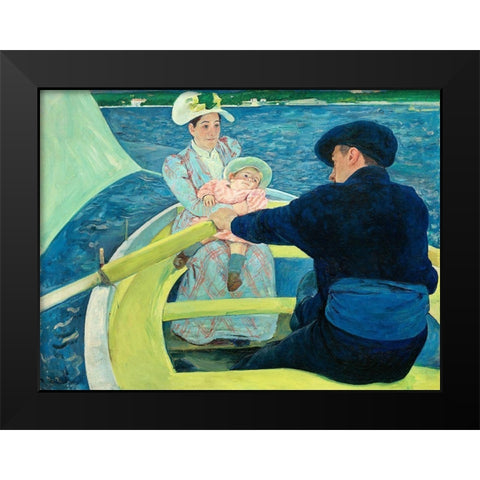The Boating Party Black Modern Wood Framed Art Print by Cassatt, Mary