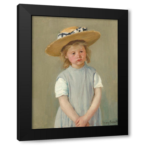 Child in a Straw Hat Black Modern Wood Framed Art Print with Double Matting by Cassatt, Mary