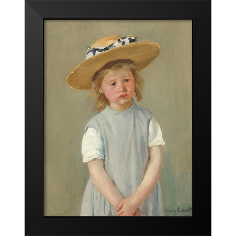 Child in a Straw Hat Black Modern Wood Framed Art Print by Cassatt, Mary