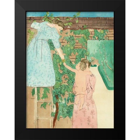 Gathering Fruit Black Modern Wood Framed Art Print by Cassatt, Mary