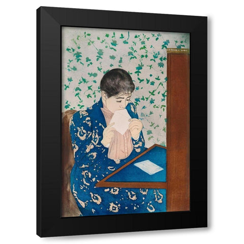 The Letter Black Modern Wood Framed Art Print with Double Matting by Cassatt, Mary