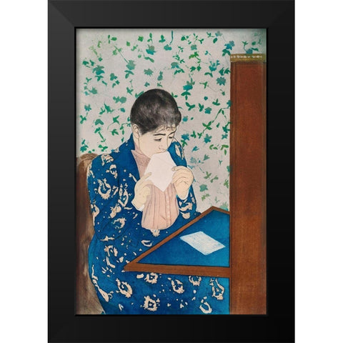 The Letter Black Modern Wood Framed Art Print by Cassatt, Mary