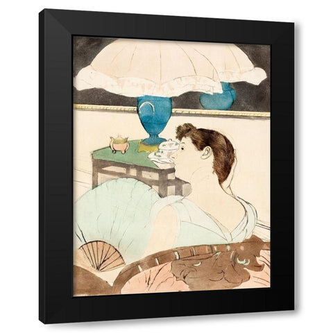 The Lamp Black Modern Wood Framed Art Print by Cassatt, Mary