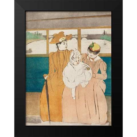 In the Omnibus Black Modern Wood Framed Art Print by Cassatt, Mary