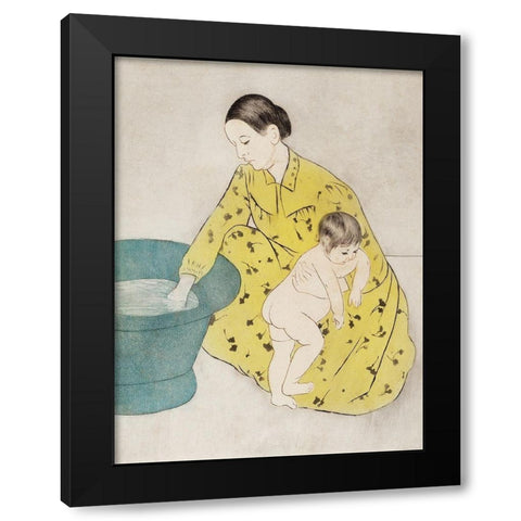 The Bath Black Modern Wood Framed Art Print with Double Matting by Cassatt, Mary