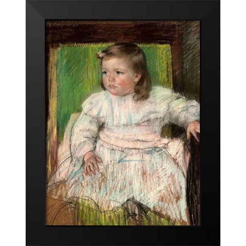 Pink Sash Black Modern Wood Framed Art Print by Cassatt, Mary