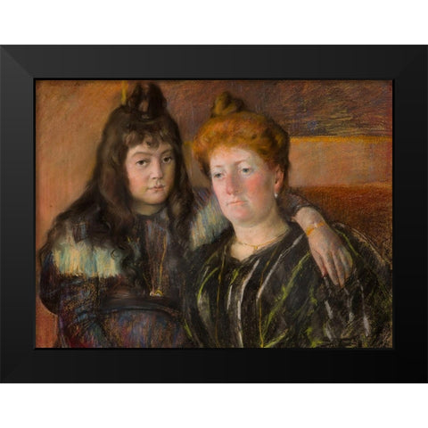 Madame Gaillard and Her Daughter Marie-Therese Black Modern Wood Framed Art Print by Cassatt, Mary