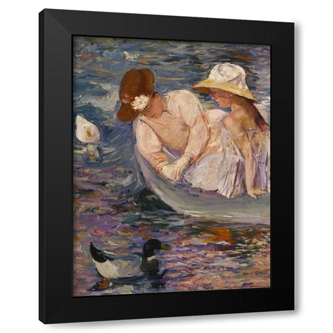 Summertime Black Modern Wood Framed Art Print with Double Matting by Cassatt, Mary