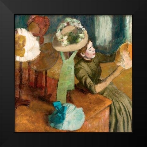 The Millinery Shop Black Modern Wood Framed Art Print by Degas, Edgar