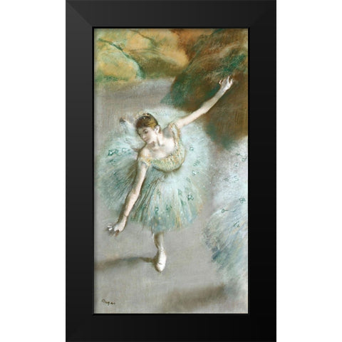 Dancer in Green Black Modern Wood Framed Art Print by Degas, Edgar