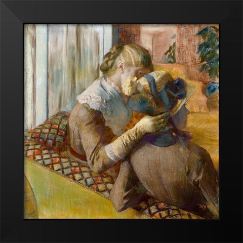 At the Milliners Black Modern Wood Framed Art Print by Degas, Edgar