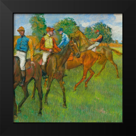 Before the Race Black Modern Wood Framed Art Print by Degas, Edgar