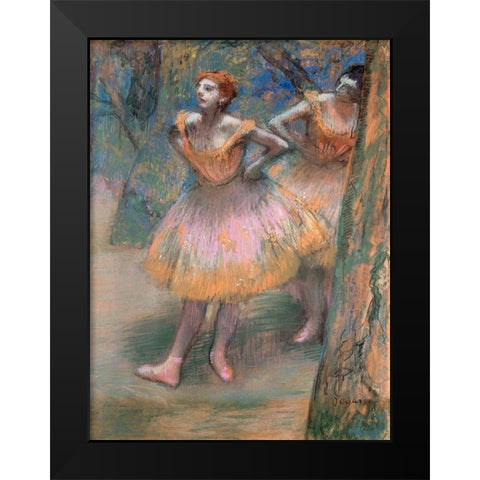 Two Dancers Black Modern Wood Framed Art Print by Degas, Edgar