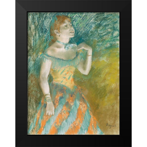 The Singer in Green Black Modern Wood Framed Art Print by Degas, Edgar