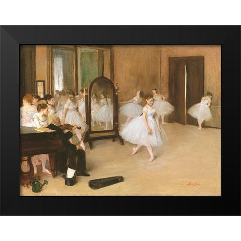 The Dancing Class Black Modern Wood Framed Art Print by Degas, Edgar