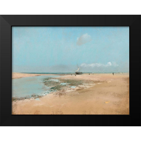Beach at Low Tide Black Modern Wood Framed Art Print by Degas, Edgar