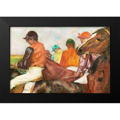 The Jockeys Black Modern Wood Framed Art Print by Degas, Edgar