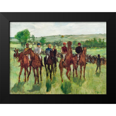 The Riders Black Modern Wood Framed Art Print by Degas, Edgar