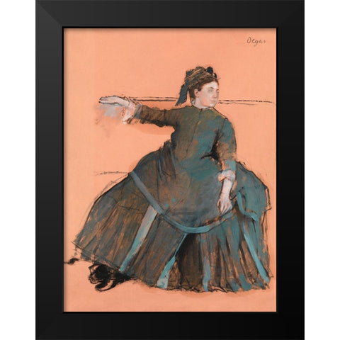 Woman on a Sofa Black Modern Wood Framed Art Print by Degas, Edgar