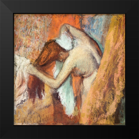 Woman at Her Toilette Black Modern Wood Framed Art Print by Degas, Edgar