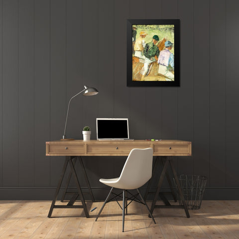 Four Jockeys Black Modern Wood Framed Art Print by Degas, Edgar