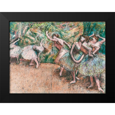 Ballet Scene Black Modern Wood Framed Art Print by Degas, Edgar