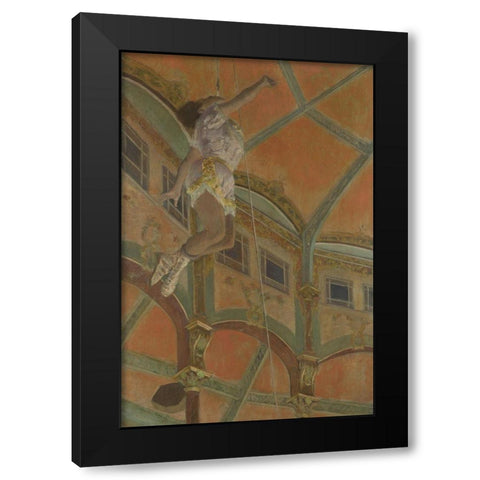 Miss La La at the Cirque Fernando Black Modern Wood Framed Art Print with Double Matting by Degas, Edgar