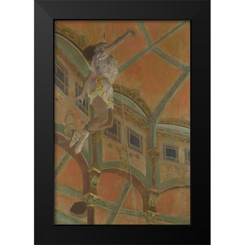 Miss La La at the Cirque Fernando Black Modern Wood Framed Art Print by Degas, Edgar