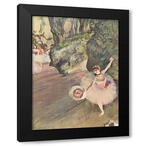 Dancer with a Bouquet of Flowers Black Modern Wood Framed Art Print by Degas, Edgar
