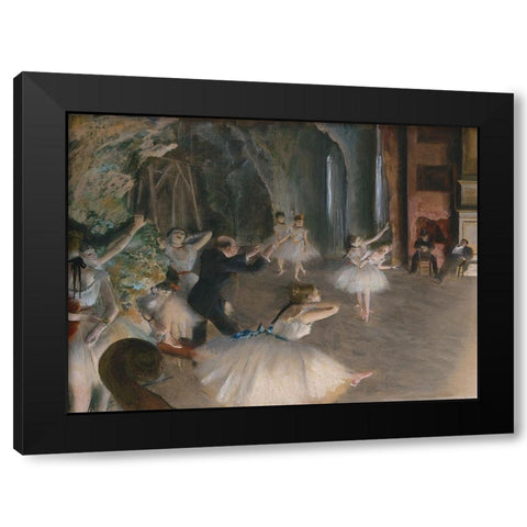 Stage Rehearsal Black Modern Wood Framed Art Print with Double Matting by Degas, Edgar