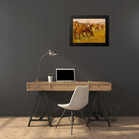 Before the Race Black Modern Wood Framed Art Print by Degas, Edgar