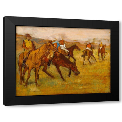 Before the Race Black Modern Wood Framed Art Print with Double Matting by Degas, Edgar