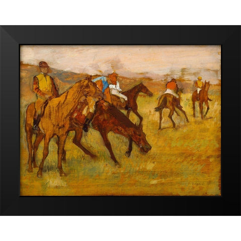 Before the Race Black Modern Wood Framed Art Print by Degas, Edgar