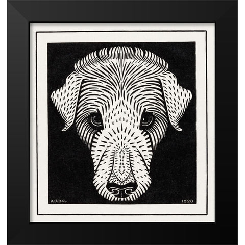 Dogs head Black Modern Wood Framed Art Print by De Graag, Julie