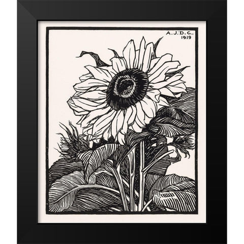 Sunflower Black Modern Wood Framed Art Print by De Graag, Julie