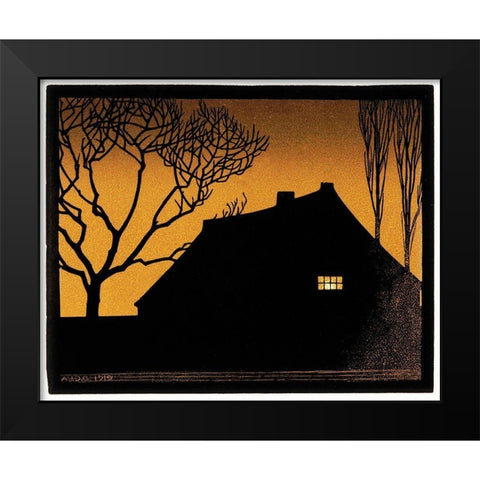 Winter evening Black Modern Wood Framed Art Print by De Graag, Julie