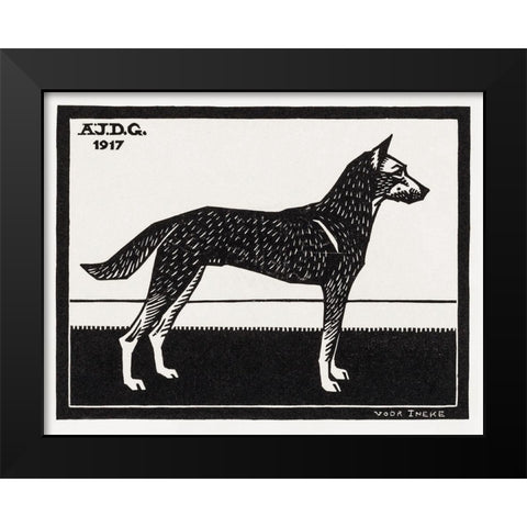 Dog Black Modern Wood Framed Art Print by De Graag, Julie